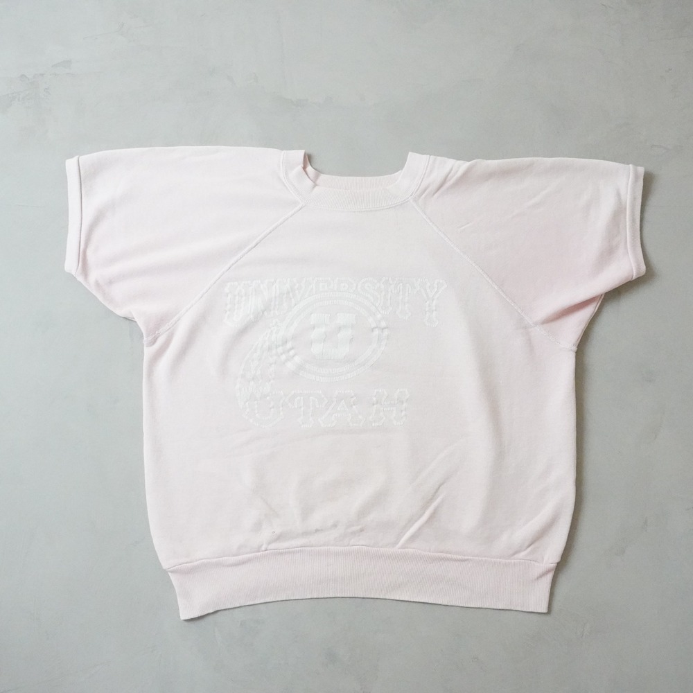 Vintage University of Utah Short Sleeve Sweatshirt Medium Pink Faded Raglan Utes